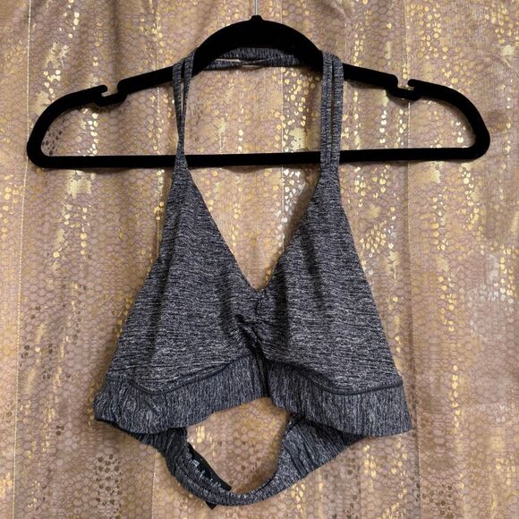 PINK Ultimate Charcoal Gray Halter Sports Bra Light Support Large - Picture 6 of 8